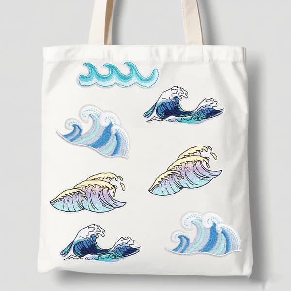 18PCS Havsvåg Strykmärken 18PCS röd Sea Wave