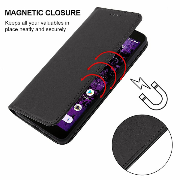 Magnetisk Lærveske for Cat S62 Pro Black