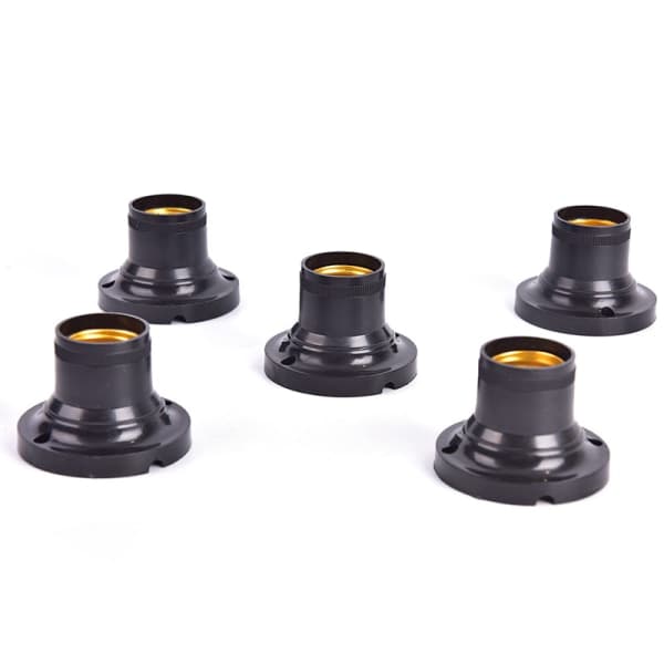 5-pak E27-lampeholder med LED-lampeadapter, sort