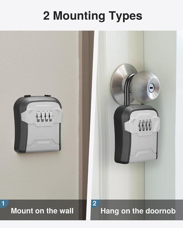 Lock Box, Key Lock Box Wall Mounted and Portable Combination Lock Box with Resettable Code, Outdoor Key Security Lock Box, Apartment Real Estate Agent