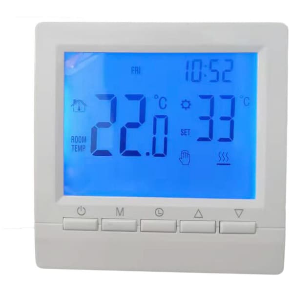 Smart väggtermostat med LCD-skärm för golvvärme - Blå bakgrundsbelysning