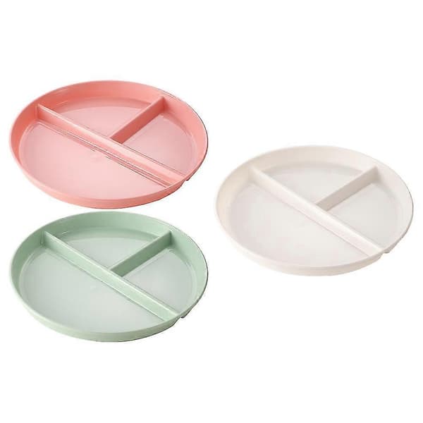 3-pack Portion Control Plates Three-Compartment Fruit Food Plates Divided Dinner Plates for Diet