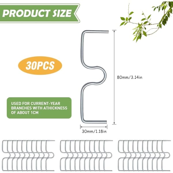 30 Pieces Fruit Tree Branch Spreaders, Fruit Branch Holders, Metal Branch Clamps for Garden Branches, for Spreading and Stretching Fruit Tree Branches