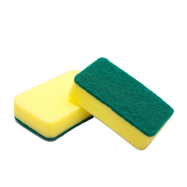 2pcs Non-scratch Cellulose Scrub Sponge, Dual-sided Dishwashing Sponge For Kitch