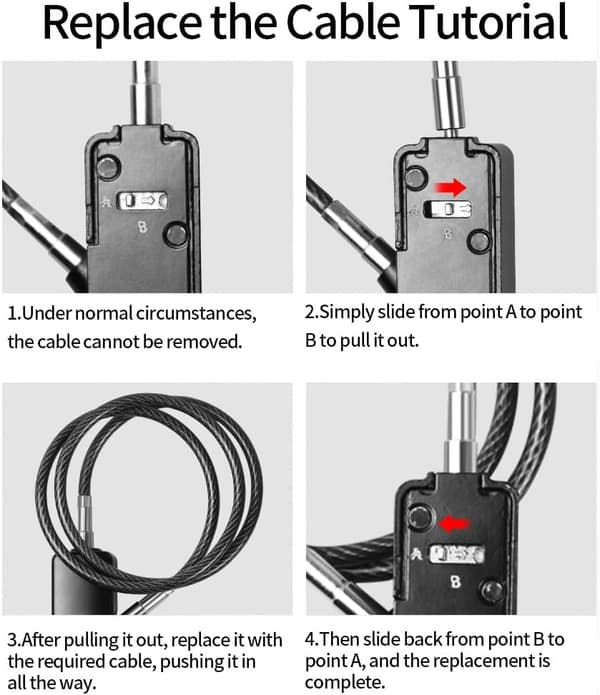 Combination Cable Lock - Versatile Robust Steel Cable for Bicycles, Lockers, Wardrobes, Small Fences.