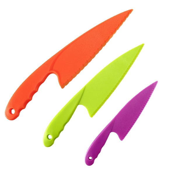 3 STK 3 farver plastik køkkenkniv sæt 3 størrelser børn nylon kniv børn sikkerhed madlavning kokke knive til frugt salat grøntsager