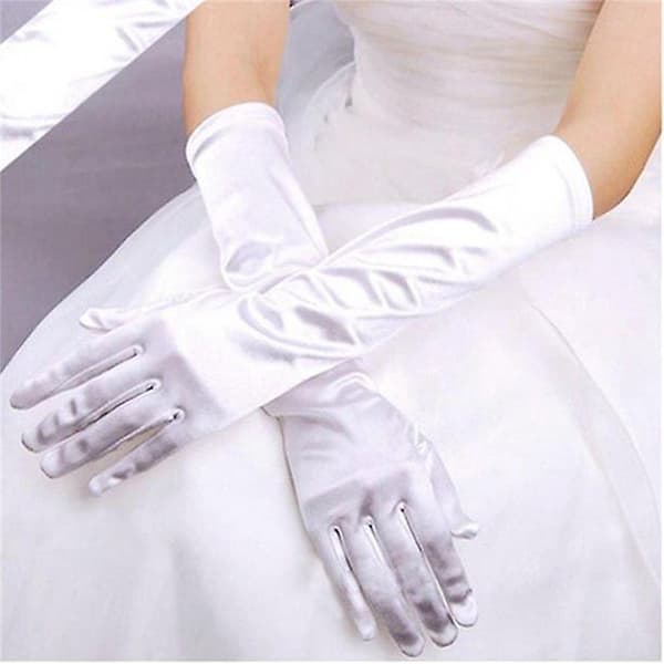 Elegante lange hvide aftenhandsker til kvinder