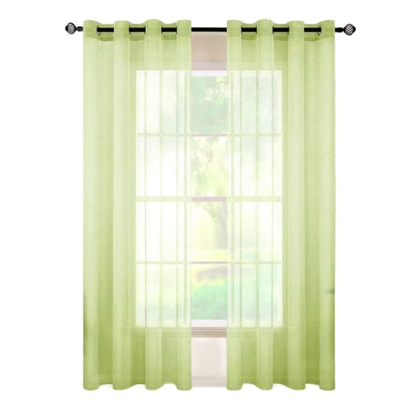 2-pack Transparenta Voilegardiner med Öljetter, 140x225 cm, för Vardagsrum och Sovrum - FA- Grön Grön