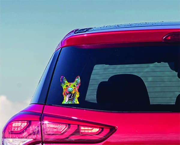 5 kpl saksanpaimenkoira-tarroja autoon, ulkokäyttöön soveltuva vinyylitarra