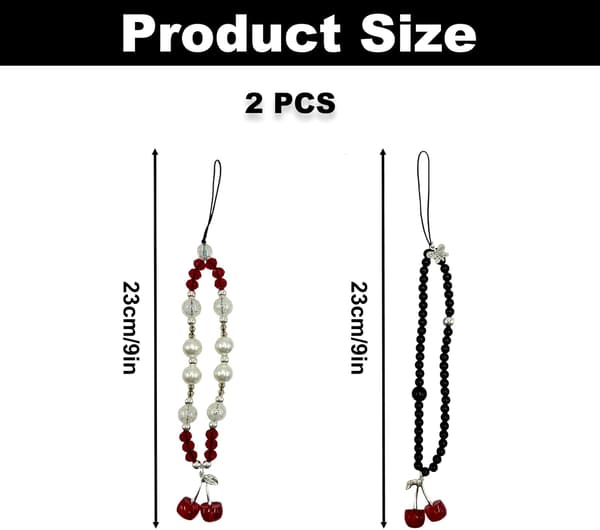 2 st körsbärspärlade telefonberlocker 2 st svarta Black Cherry