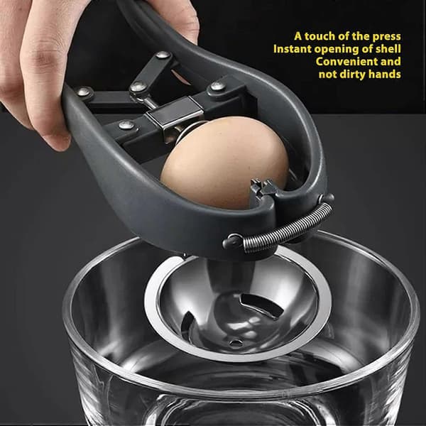 Stainless Steel Egg Cracker, Professional Egg Separator Tool for Raw Egg White and Yolk Separation, Easy Egg Shell Cutter