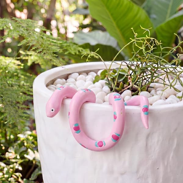 Pink slangefigur urtepotte til pynt