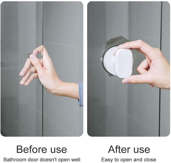 Suction Cup Door Handle for Bathroom, Super Suction Vacuum Handle with Stronger Suction Power, Vacuum Locking Ring Ensures Secure Fixation on Smooth Surfaces