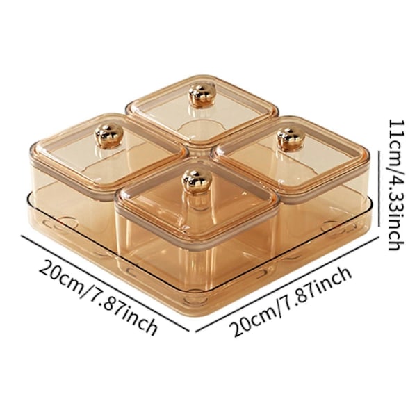 Tørret Frugtfad Opdelt Serveringsbakke til Dagligstue Spisestue Snacks hvid 2 rum gul 4 rum yellow 4 grids optional