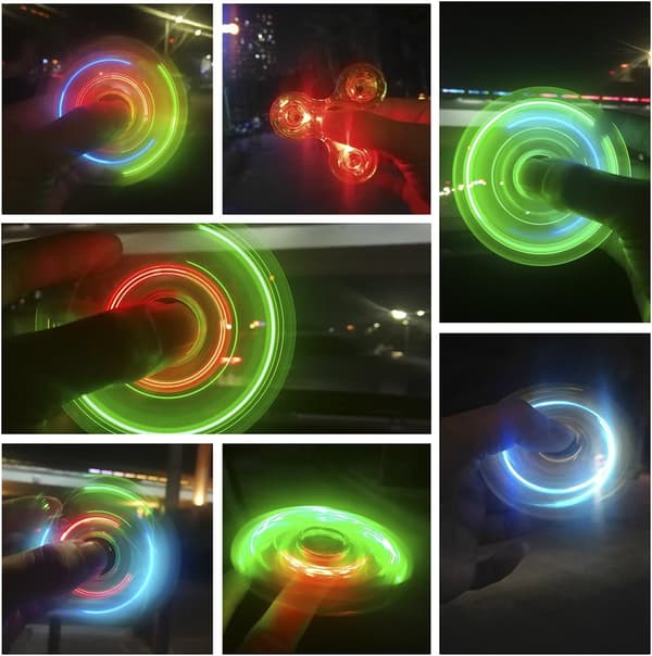 2 st LED-ljus Fidget Spinner - Kristallgrön, Ljus Fidget Finger
