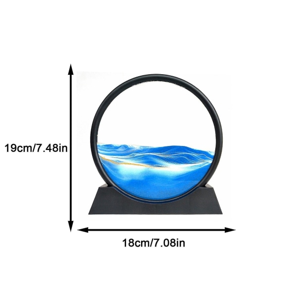 Rörlig 3D-sandkonstbild Rund Glas Sandslända Djuphavslandskap Heminredningorangeorange orange