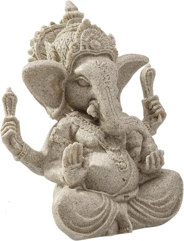 Elefantstatue i sandstein Ganesha Buddha håndlaget figur