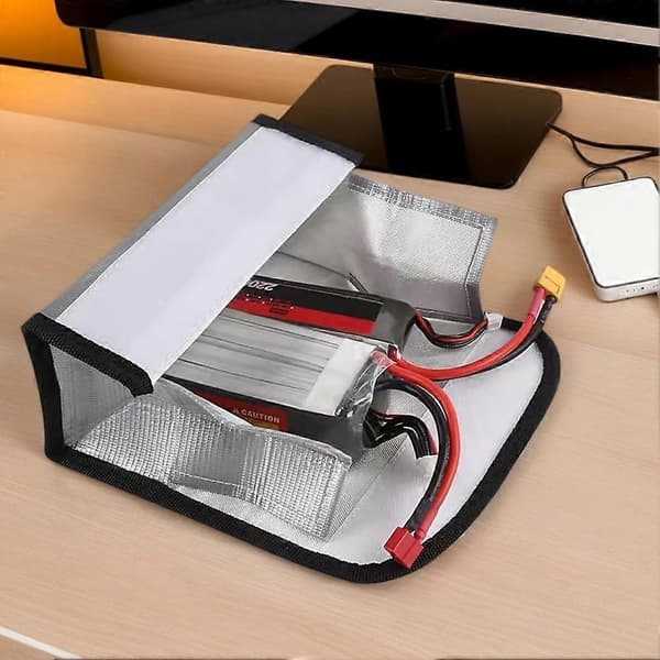2 st Lipo Batteriväska, Brandsäker Skydd Batteriväska Explosionssäker Funktionell Förvaringsskydd Säker Påse Silvergrå Silver gray
