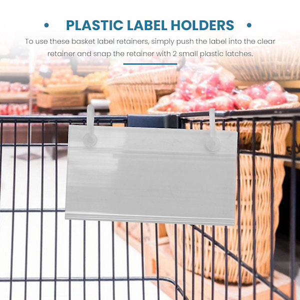 80 st plast etiketthållare prislapp biljetthängare klämmor med knappdesign lås stängning Fo (transparent)