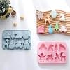 2 st jul silikonformar för choklad, godisbakning, 3D snöflinga snögubbe julgran älg tomte presentask