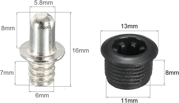 Högtalargallerguider Plast och Metall Dia 6mm 12-pack 0.5 Inch