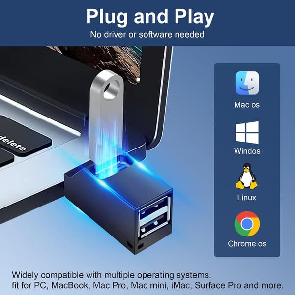 wxsp USB 3.0-hub, 3-ports splitter (2 USB 2.0 + USB 3.0), højhastighedsdataadapter til pc, bærbar computer og flashdrev