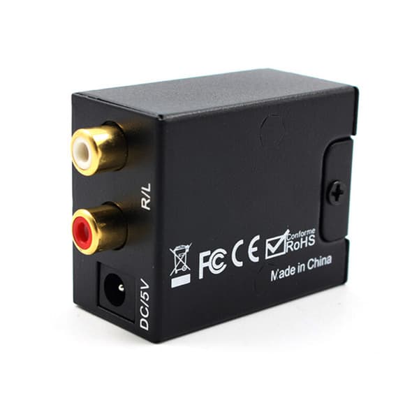 Digital optisk koaksial Toslink til RCA L/R 3,5 mm analog lydkonverteradapter