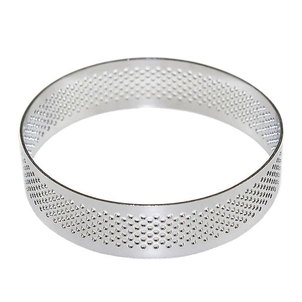 8 cm Perforeret Tærteform i Rustfrit Stål - Mousse, Pie, Quiche - Cirkelform med Huller - Bageudstyr - Sølv 7 * 7 cm Silver 7*7cm
