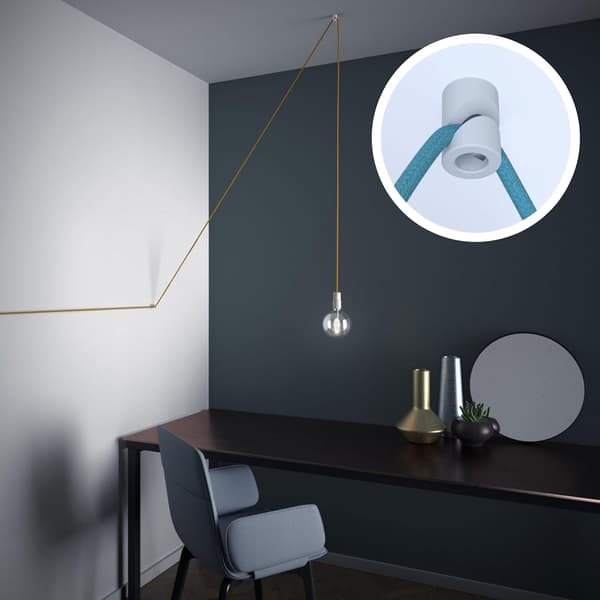 2-pack White Decentralizing Brackets | Secure Fixing with V-Hook | For Wall and Ceiling Lamps | Cables up to 8mm | Easy Installation with Screws
