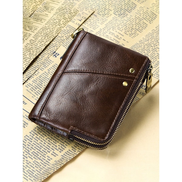 （brown）Wallet Women Blocking Small Compact Bifold Luxury Leather Pocket Wallet Ladies Mini Purse The perfect gift wallet