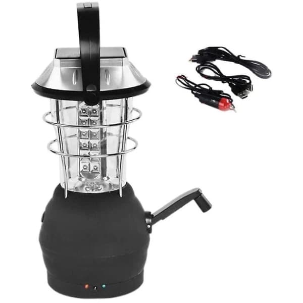 Solcellelampe, Håndsveiv Dynamo 36 LED Campinglampe USB Oppladbar Nødlampe