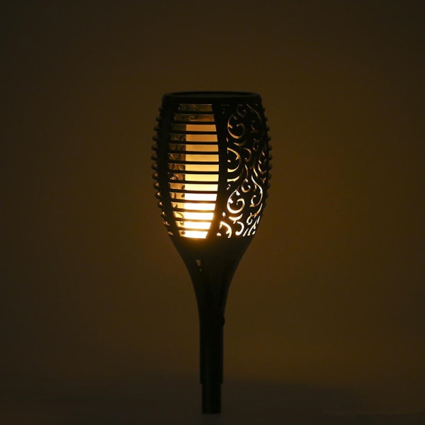Solar Flame Torch Lights Utomhus, Dekorativt paket med 2 st vardera 33 LED-lampa med Dansande Flames Facklor Landskap, Vattentät Utomhus