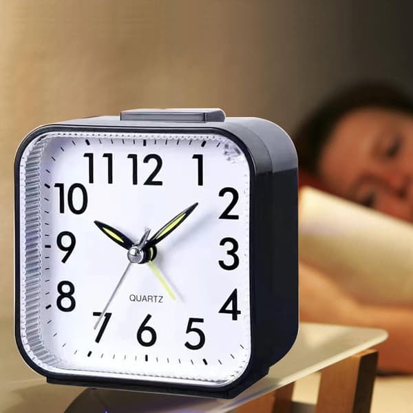 Silent Non-Ticking Alarm Clock with Light and Snooze Function and Top Button, AA Battery Operated (Batteries Not Included)