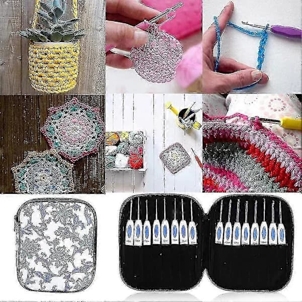 Clover Hæklenåle Sæt 16 stk med Bærbart Etui til DIY Håndstrikkekunst for Elskere (blå) Blå