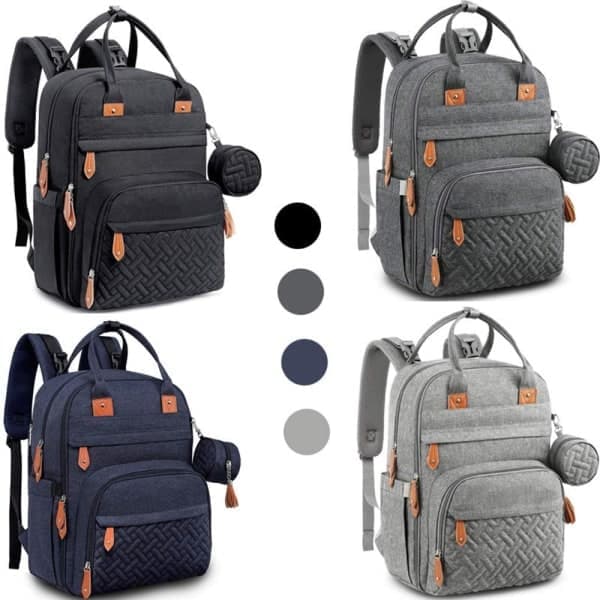 Diaper Bag Backpack with Portable Changing Pad for Moms and Dads Dark Grey