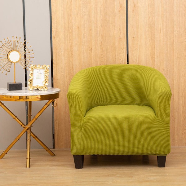 Stræksofa-undertræk Enkelt blødt sofabetræk Møbelbeskytter 1-personers åndbar små tern med elastisk bund til kæledyr til børn Emerald green yellow 1pcs