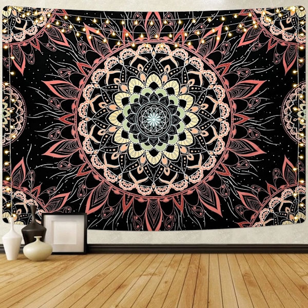 TapestryTapestry Blommig Estetisk Väggbonad Hippie Boho Väggbonad Brinnande Sol Väggbonad Väggdekoration för Sovrum, L