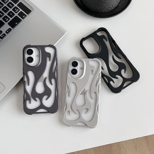 Heat Dissipation iPhone Case, Solid Color Hollow Flamed Matte Soft Phone Case (Silver, for iPhone 16 Pro Max)