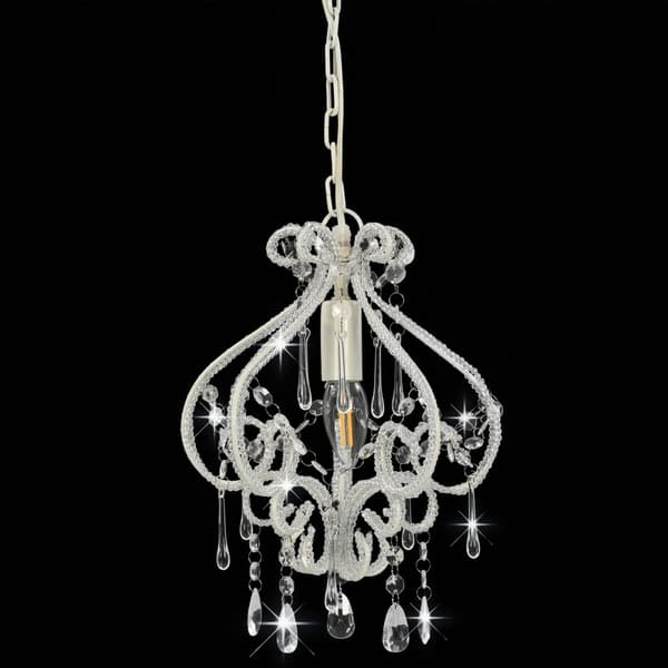 vidaXL Loftlampe med perler hvid rund E14 Vit white