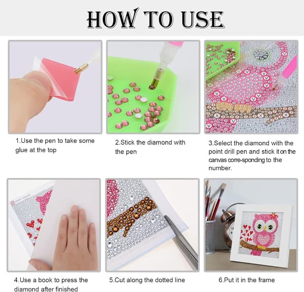 5D DIY Timanttimaalaus lapsille, Pöllö Timanttitarralla Maalaus