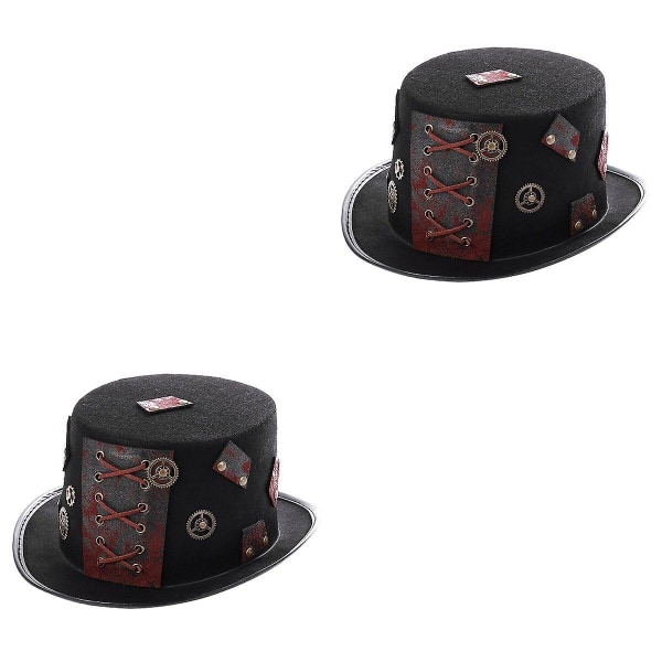 2 st Dekorativ hatt Punk stil hatt Halloween kostym hatt Huvudbonad rekvisita (svart) 2 st29X25X12CM 2 pcs 29X25X12CM