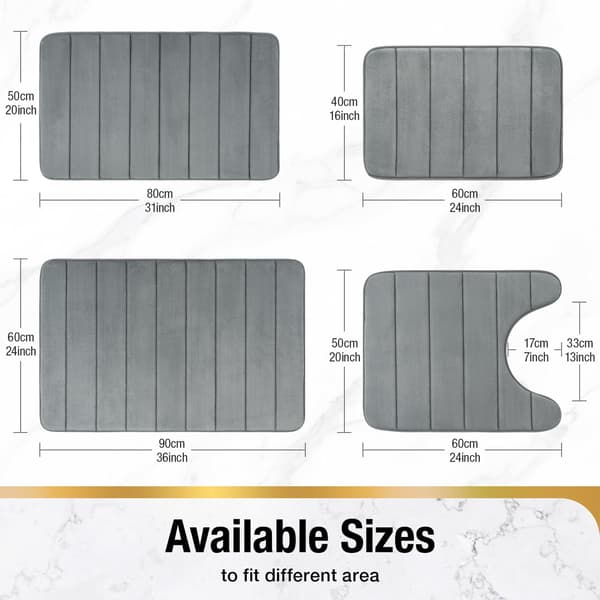 Non-Slip Memory Foam Bathroom Mat, 40 x 60 cm Absorbent Bath Mat, Quick-Drying, Soft and Comfortable, Dark Grey