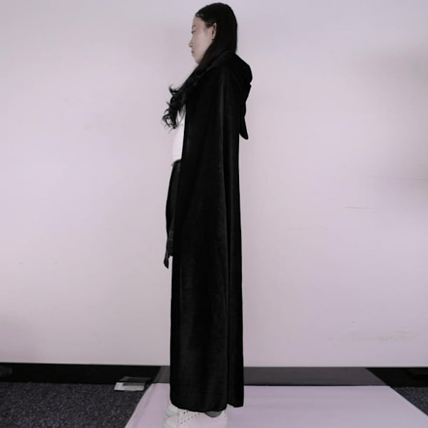 Voksen Halloween Kostume Sort Hættekappe Rollespil Hexe Gyser Djævel Halloween Party Dekoration (110cm)