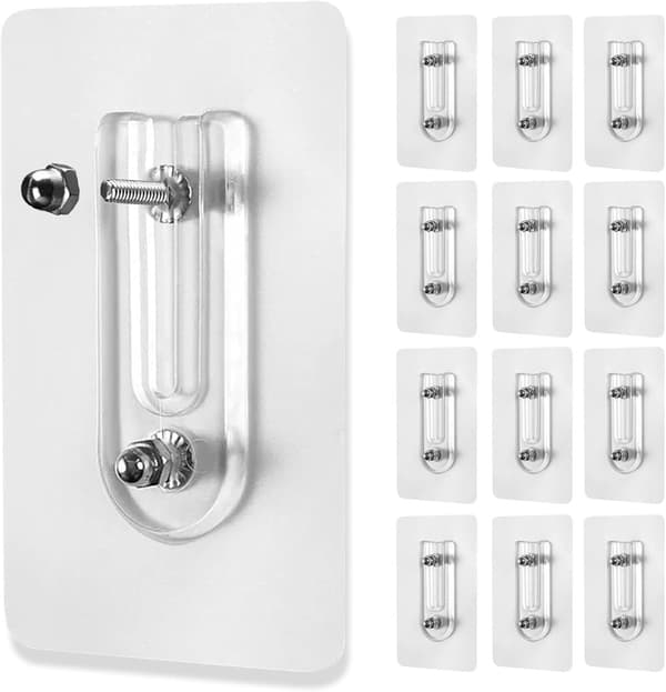 Self-adjusting Hooks with Double Nut, 12 Pieces, for Hanging Photos and Paintings
