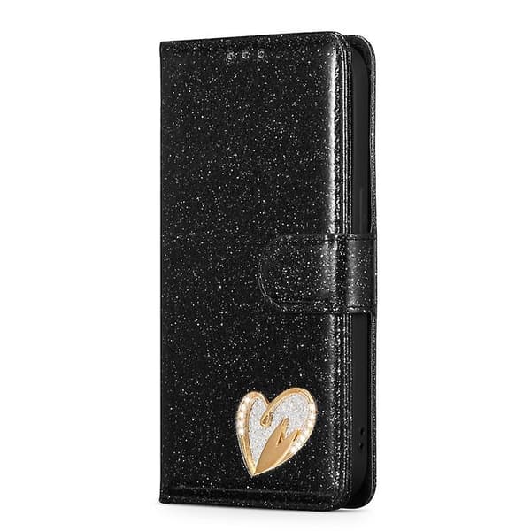 Glitter Pulver Kærlighed Læder Telefoncover til iPhone 15 Pro Max