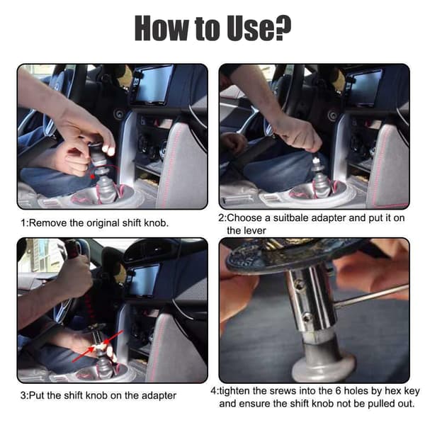 Universal Bil Gear Shift Knop Samurai Gear med 4 Adaptere Passer til Manuelle og Automatiske Køretøjer