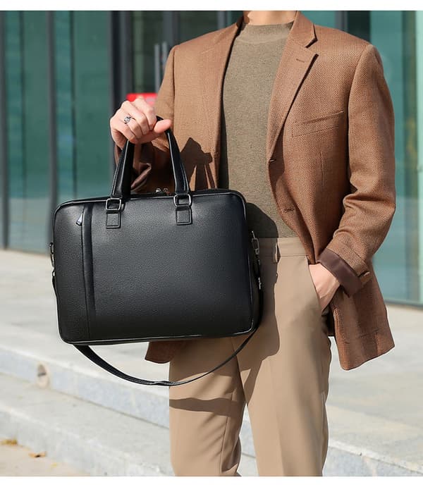 Forretningsmappe Stor kapacitet Crossbody taske Computertaske (Sort)