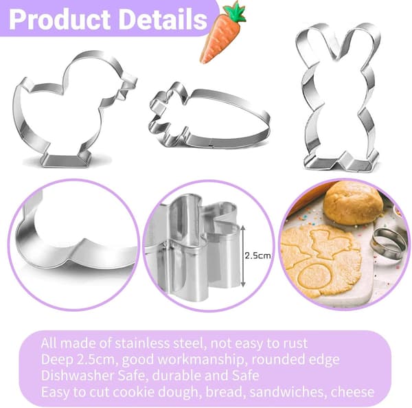 wxsp Easter Cookie Cutter, 11 Pieces Easter Cookie Cutters, Easter Bunny Cookie Cutter Set, Bunny Cookie Cutter, Egg Flower Butterfly Chick
