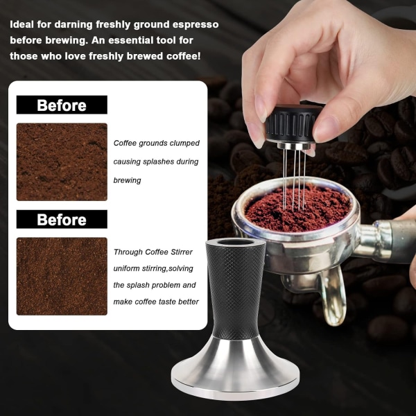 58,3 mm:n kahvipuristin, ruostumattomasta teräksestä valmistettu kahvipuristin, neula-annostelija 2-in-1-kahvipuristin, espressopuskurin keittiötarvikkeet silikonityynyllä