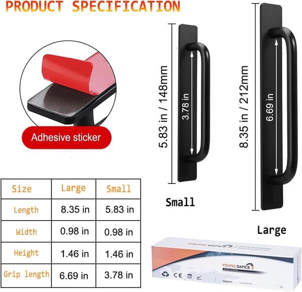 Self-Adhesive Direct Cabinet Drawer Handle Pull - 2pcs Aluminum Alloy Drawers Push Pull Handle Helper with Self-Adhesive Door Handle for Kitchen Cabinet